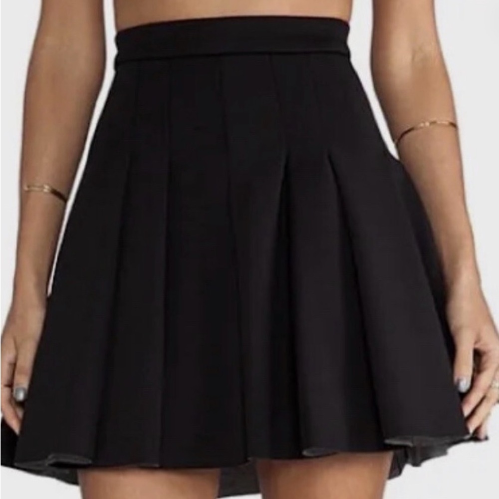 Women's Neoprene Box Pleated Mini Skirt